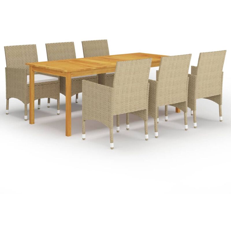 

BHD - Juego de comedor de jardín de 7 piezas beige