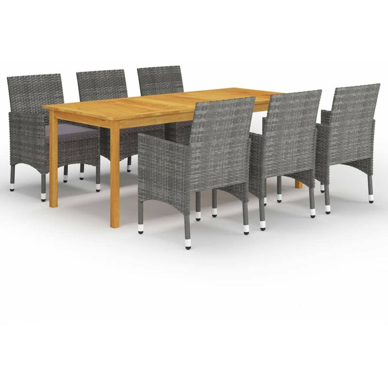 

Juego de comedor de jardin de 7 piezas gris