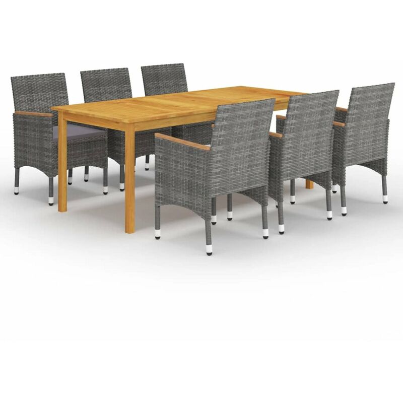 

Juego de comedor de jardin de 7 piezas gris