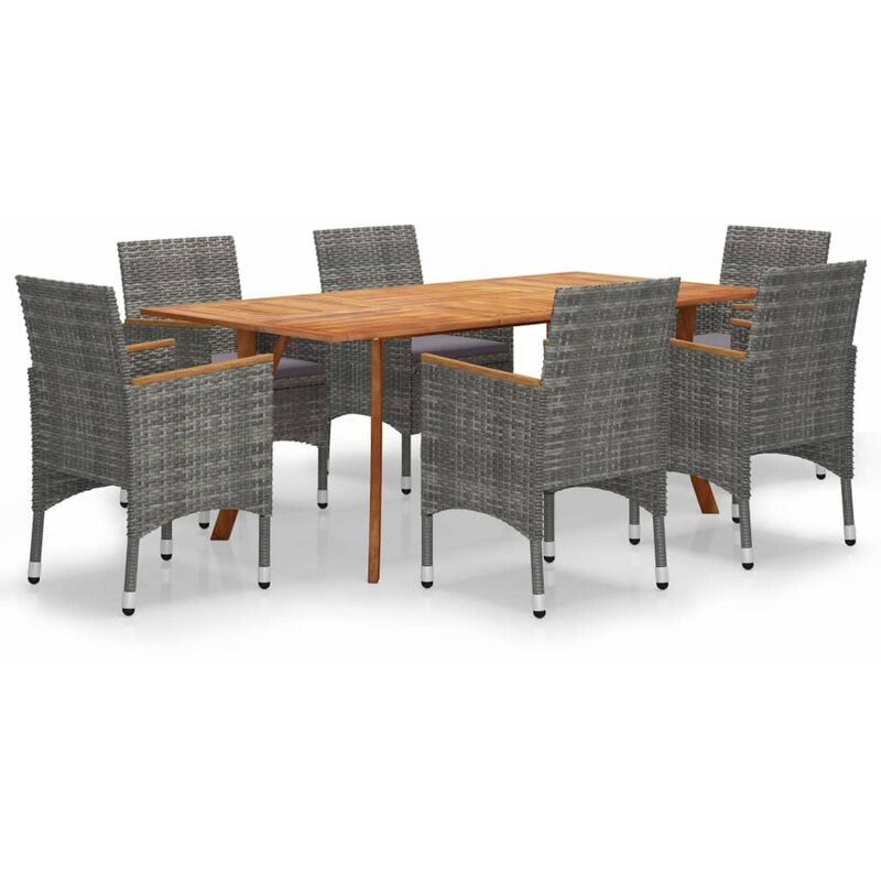 

Juego de comedor de jardin de 7 piezas gris