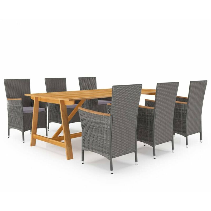 

Juego de comedor de jardin de 7 piezas gris