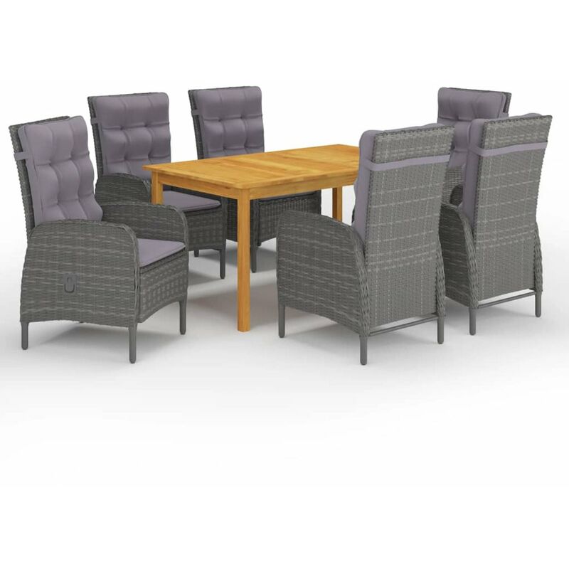 

Happyshopping - Juego de comedor de jardin de 7 piezas gris