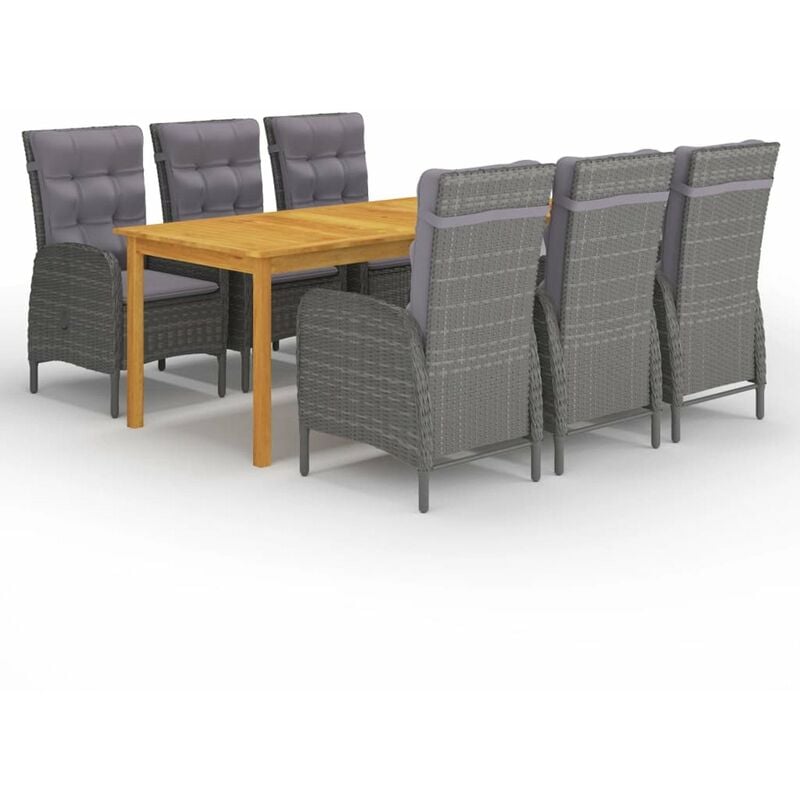 

Happyshopping - Juego de comedor de jardin de 7 piezas gris