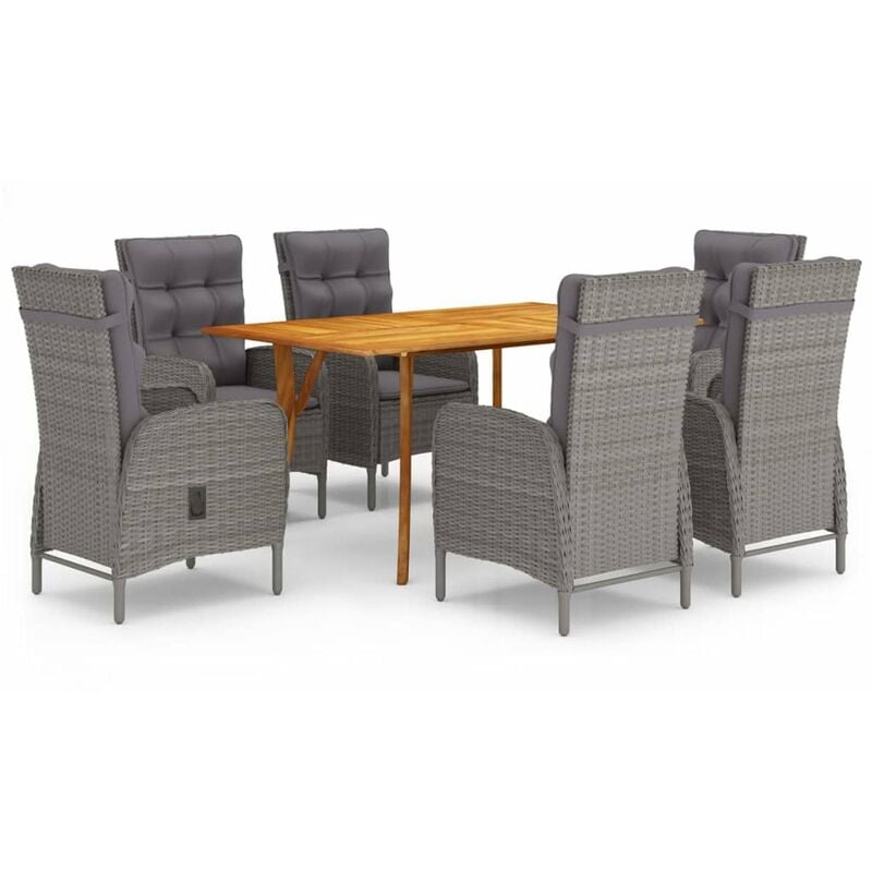 

Happyshopping - Juego de comedor de jardin de 7 piezas gris