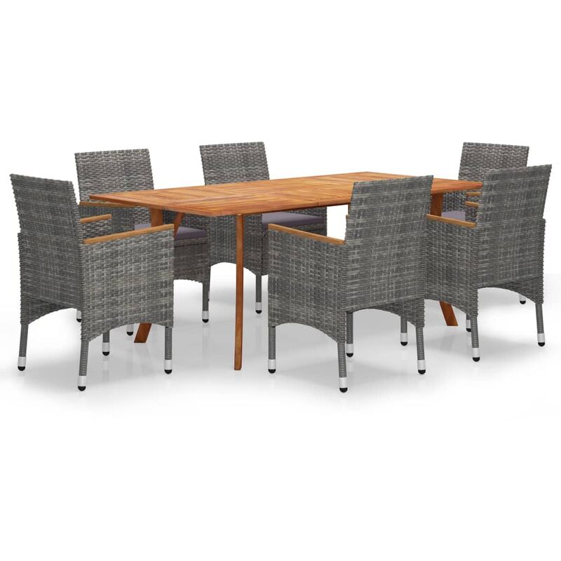 

BHD - Juego de comedor de jardín de 7 piezas gris