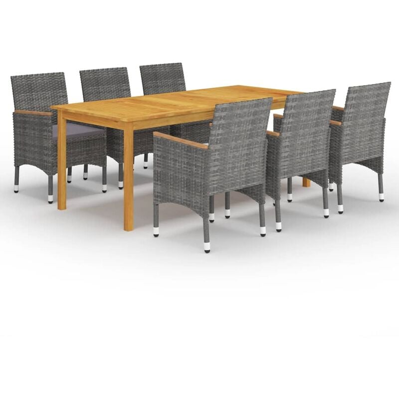 

BHD - Juego de comedor de jardín de 7 piezas gris