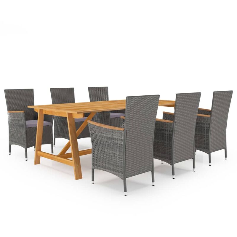 

BHD - Juego de comedor de jardín de 7 piezas gris