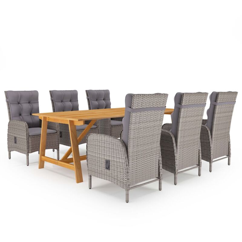 

Juego de comedor de jardín de 7 piezas gris