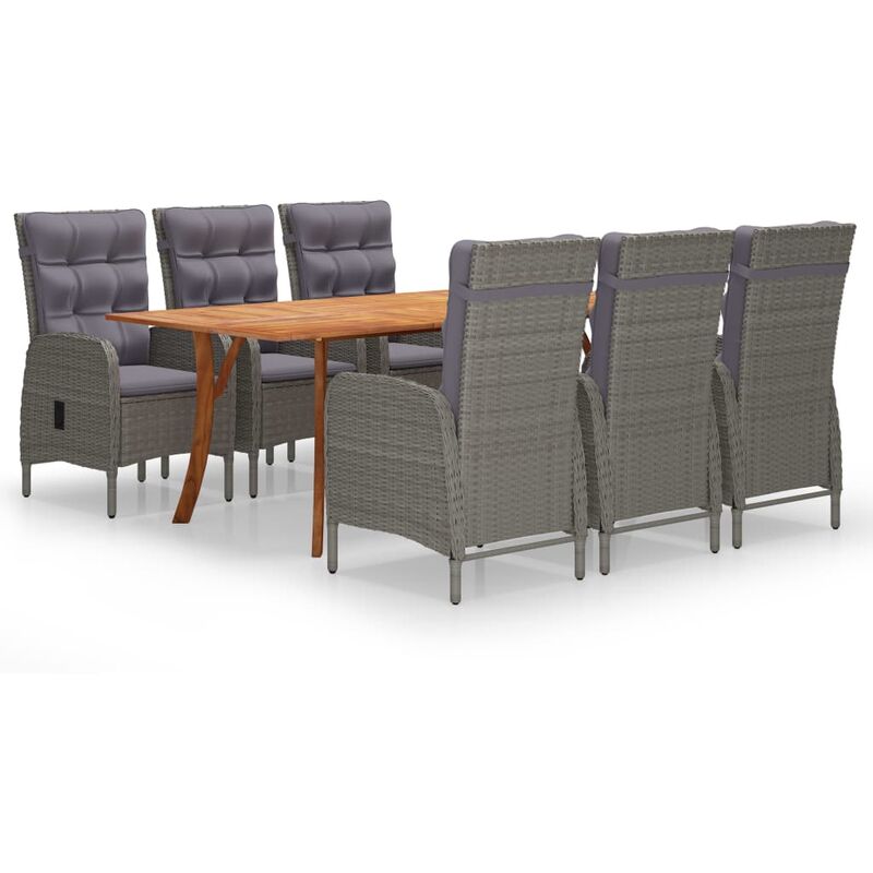 

Juego de comedor de jardín de 7 piezas gris
