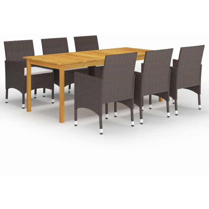 

Juego de comedor de jardin de 7 piezas marron