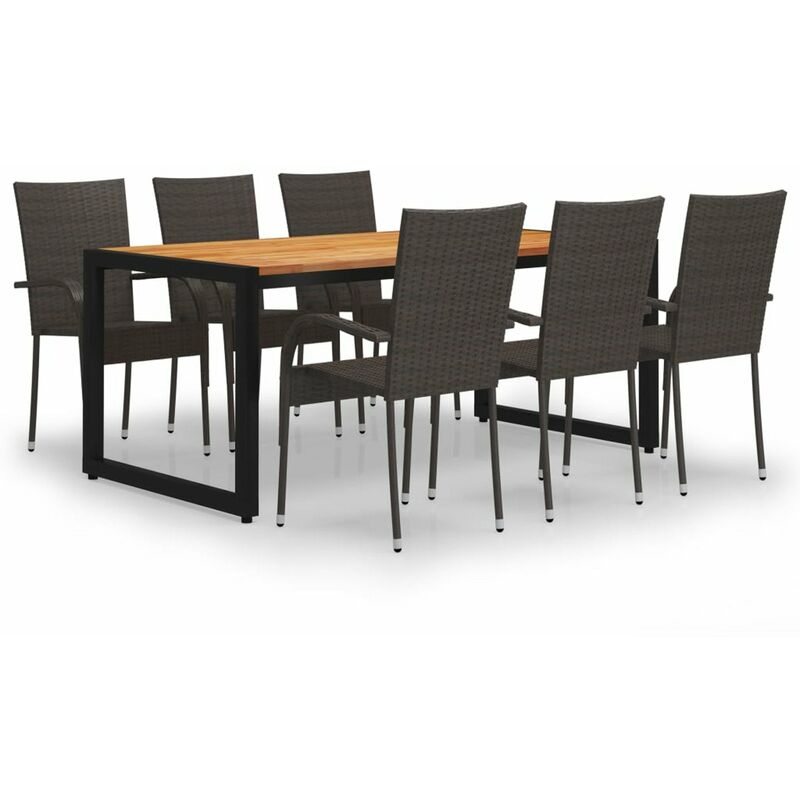 

Happyshopping - Juego de comedor de jardin de 7 piezas marron