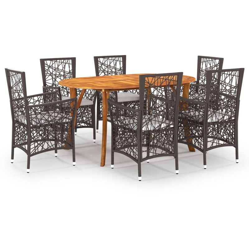 

BHD - Juego de comedor de jardín de 7 piezas marrón