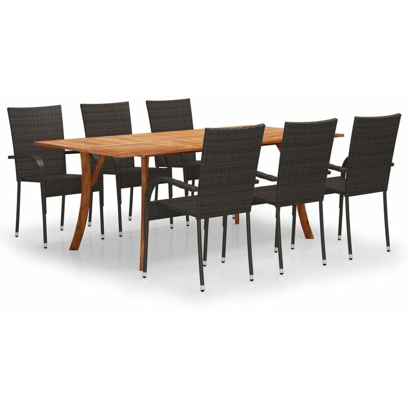 

Juego de comedor de jardín de 7 piezas marrón