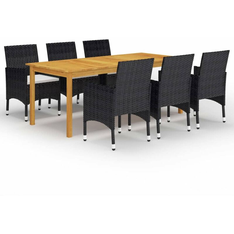 

Juego de comedor de jardin de 7 piezas negro