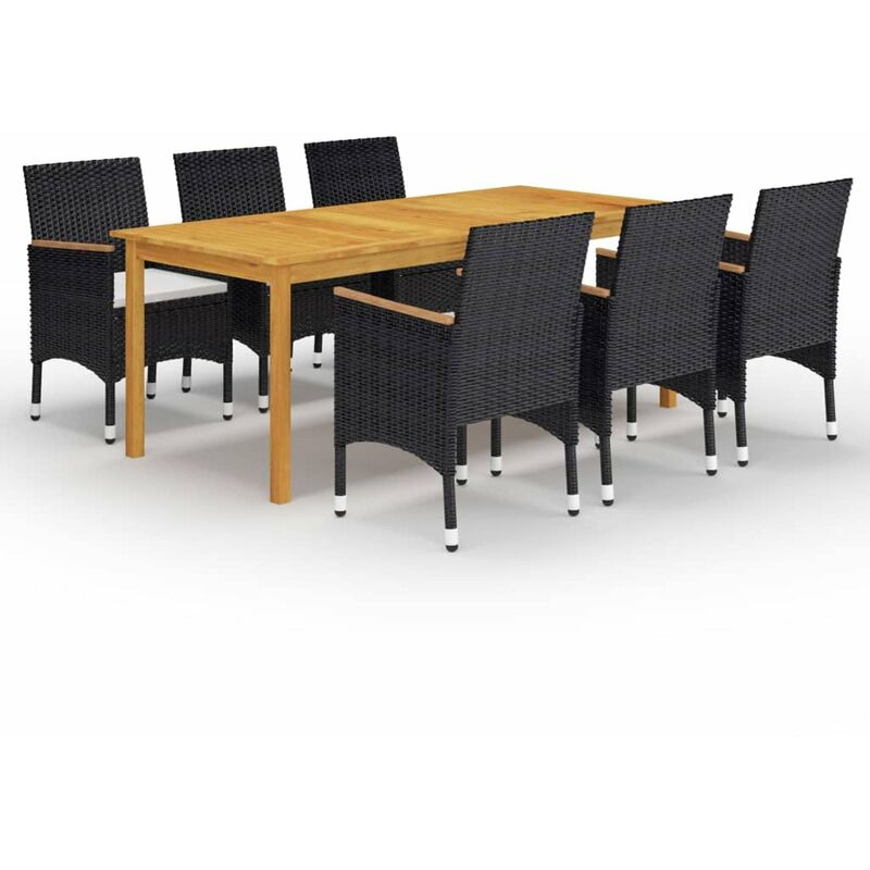 

Juego de comedor de jardin de 7 piezas negro