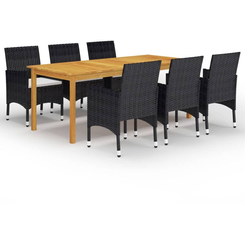 

BHD - Juego de comedor de jardín de 7 piezas negro