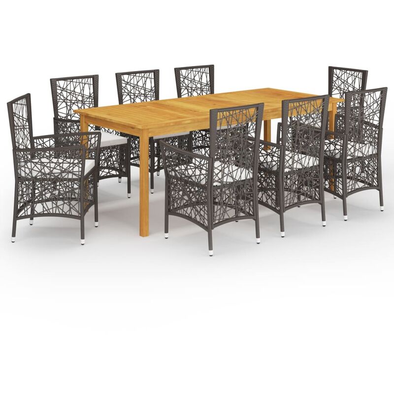 

BHD - Juego de comedor de jardín de 9 piezas marrón