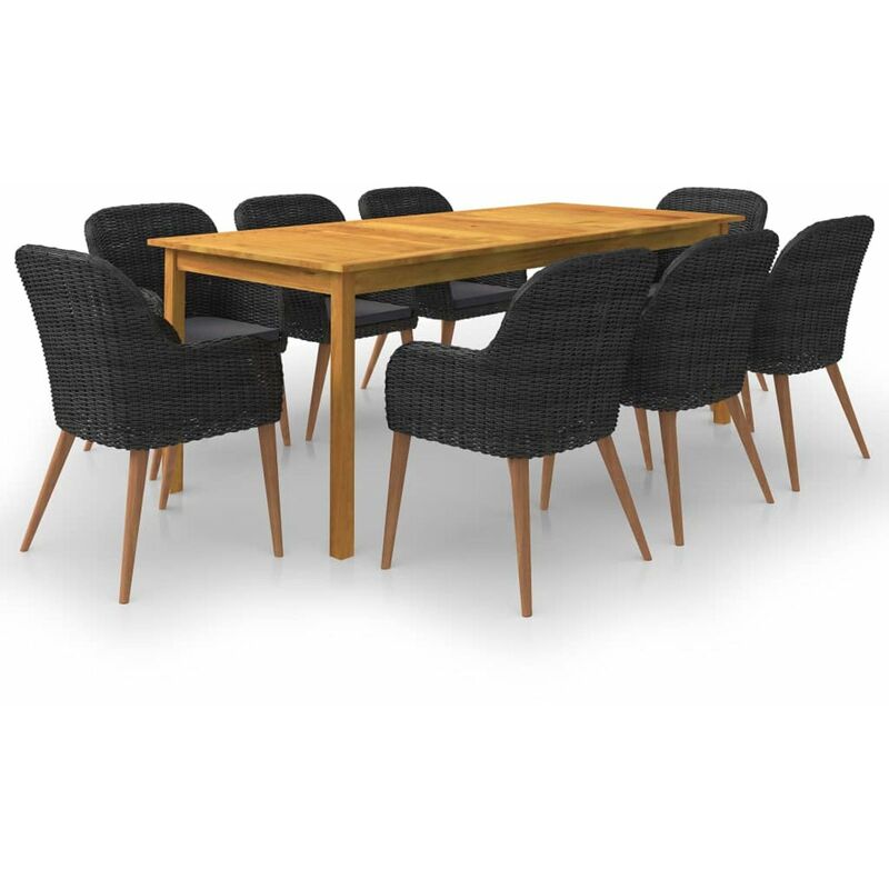 

Juego de comedor de jardin de 9 piezas negro