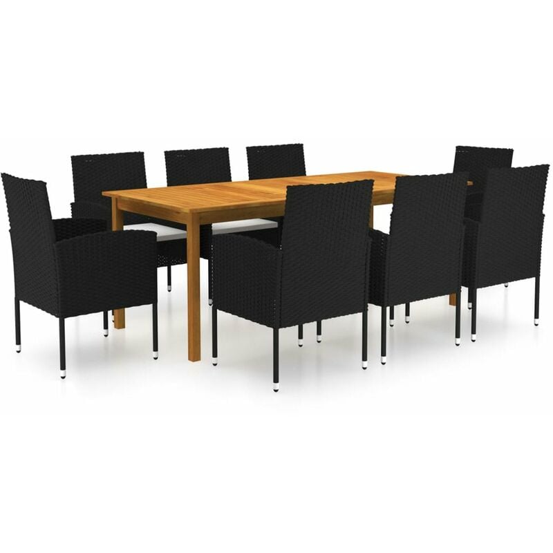 

Juego de comedor de jardin de 9 piezas negro