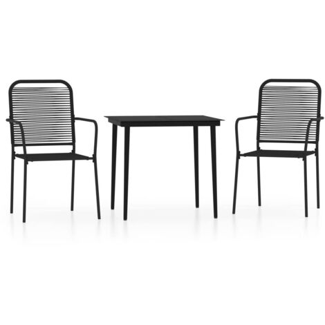 Juego de comedor de jardín muebles de exterior 3 piezas negro 020013648