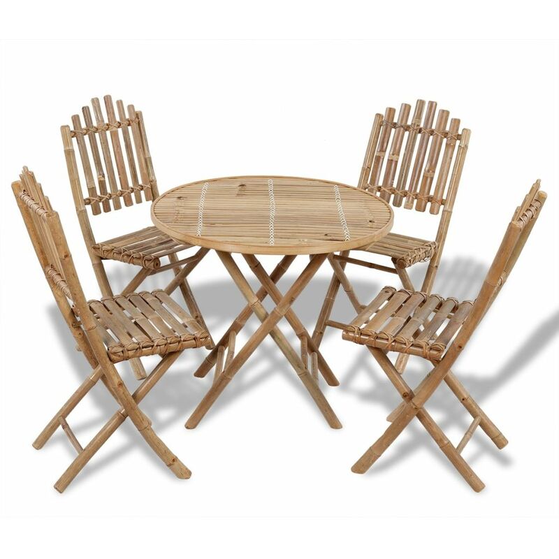 

Juego de comedor de jardin plegable 5 piezas de bambu