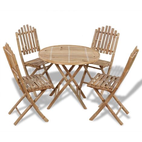 Juego de comedor de jardín plegable 5 piezas de bambú vidaXL