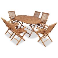 Juego de comedor de jardín plegable 7 piezas de madera de teca