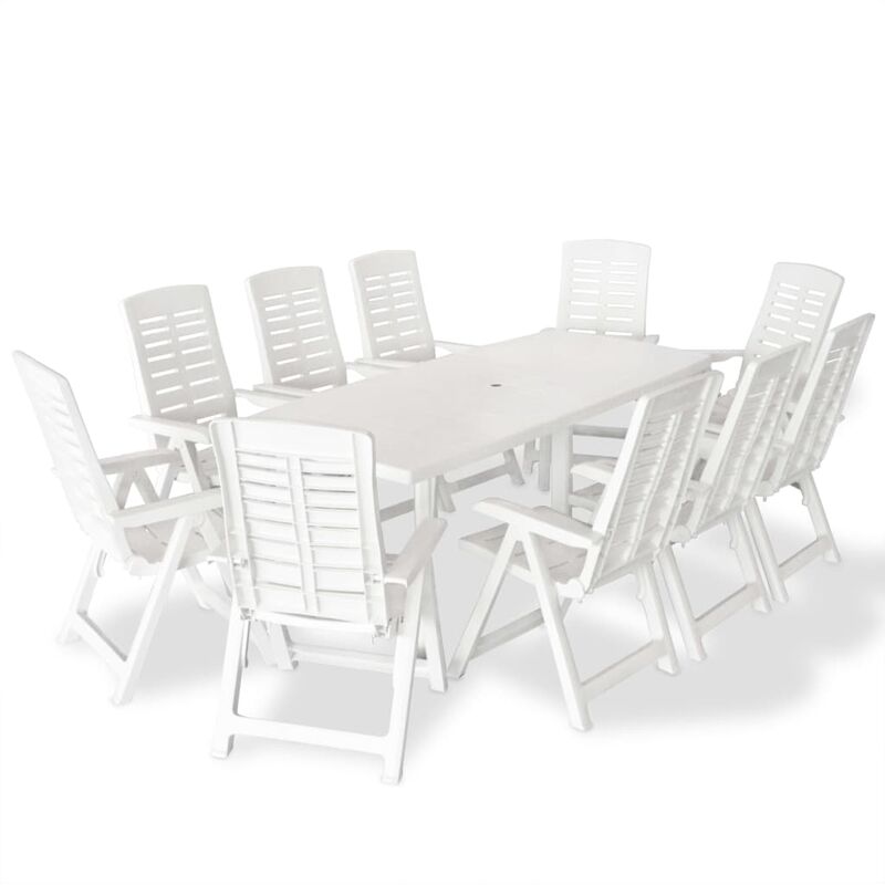 

Juego de comedor de jardín 11 piezas plástico blanco - Blanco