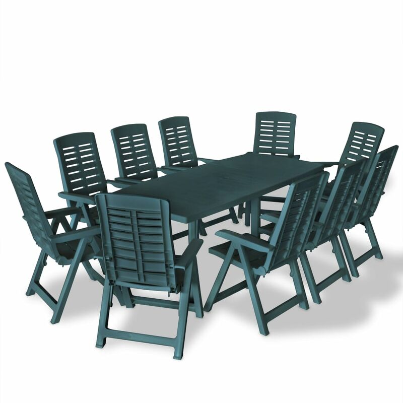 

Juego de comedor de jardín 11 piezas plástico verde - Verde