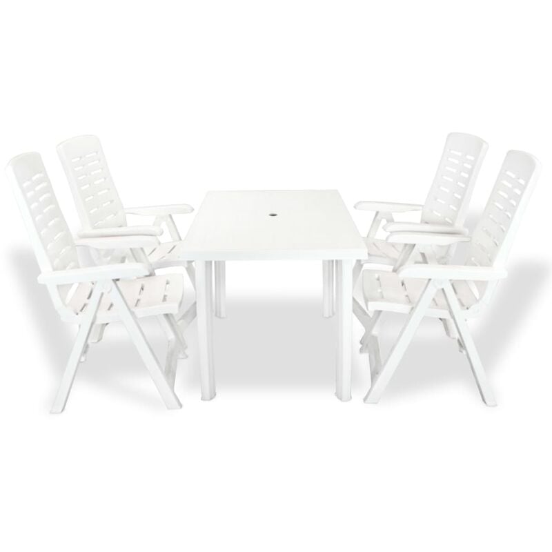

Juego de comedor de jardín 5 piezas plástico blanco - Blanco