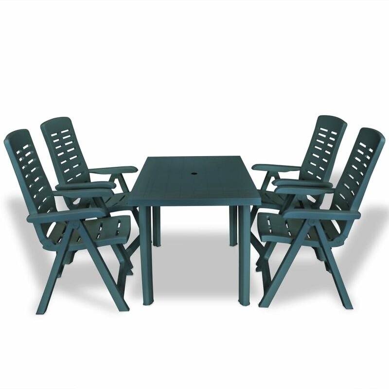 

Juego de comedor de jardín 5 piezas plástico verde - Verde