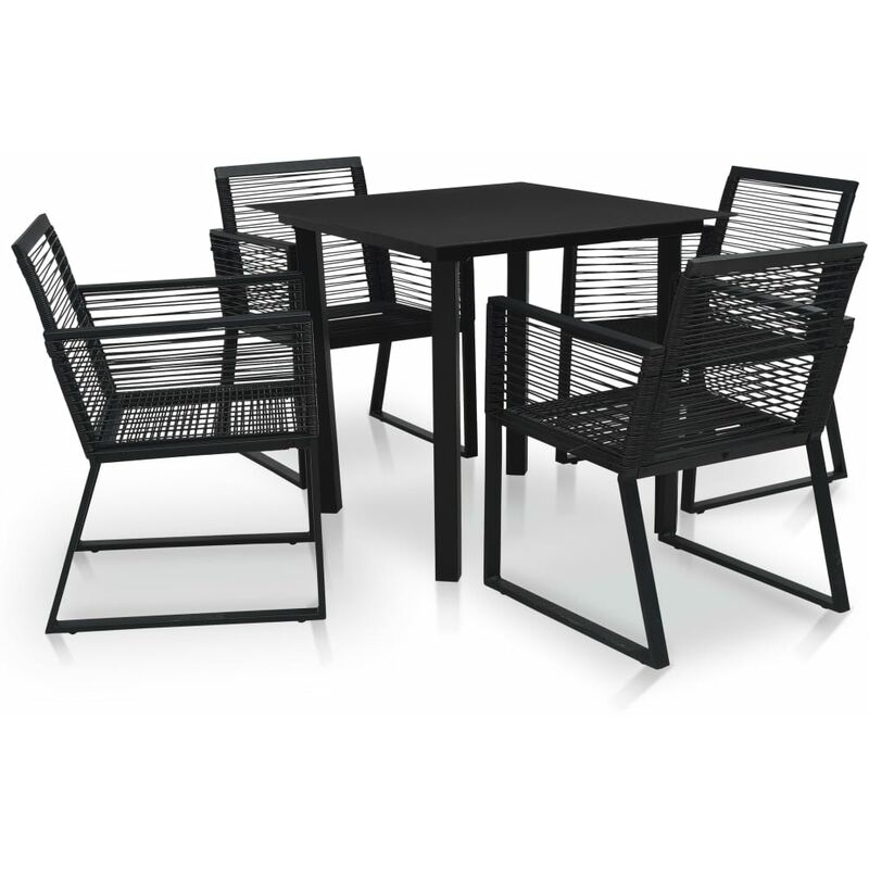 

Youthup - Juego de comedor de jardín 5 piezas ratán PVC negro - Negro