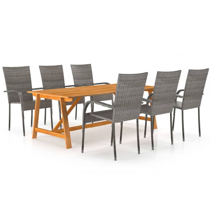 

Juego de comedor de jardín 7 piezas gris - Gris