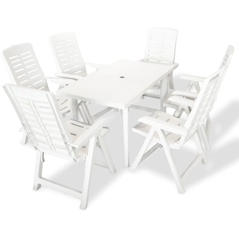 

Youthup - Juego de comedor de jardín 7 piezas plástico blanco - Blanco