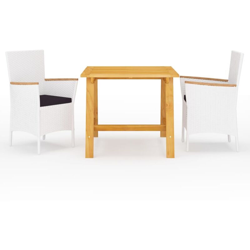 

Youthup - Juego de comedor de jardín de 3 piezas - Blanco