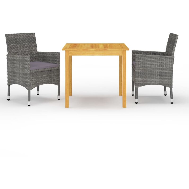 

Juego de comedor de jardín de 3 piezas gris - Gris