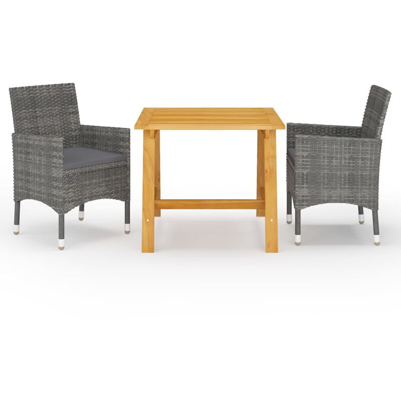 

Juego de comedor de jardín de 3 piezas gris - Gris