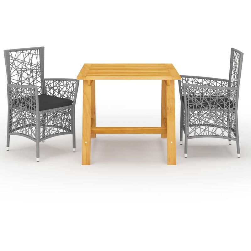 

Juego de comedor de jardín de 3 piezas gris - Gris