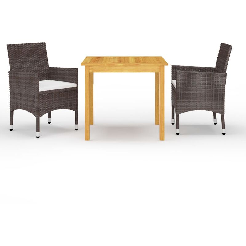 

Juego de comedor de jardín de 3 piezas marrón - Marrón