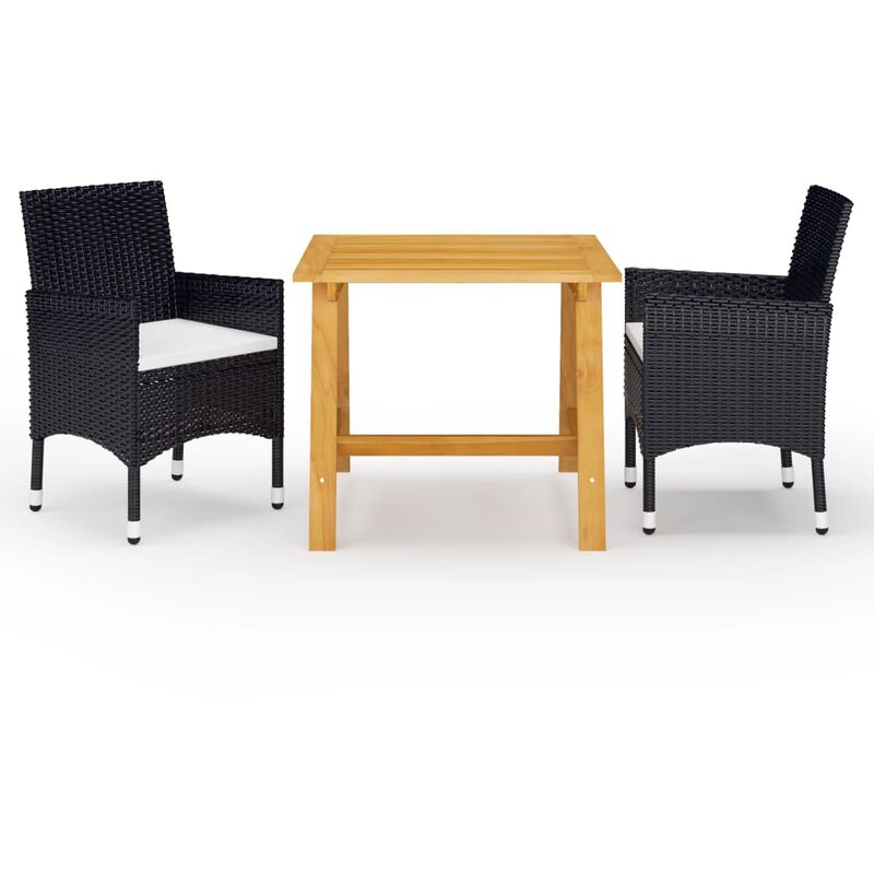 

Juego de comedor de jardín de 3 piezas negro - Negro