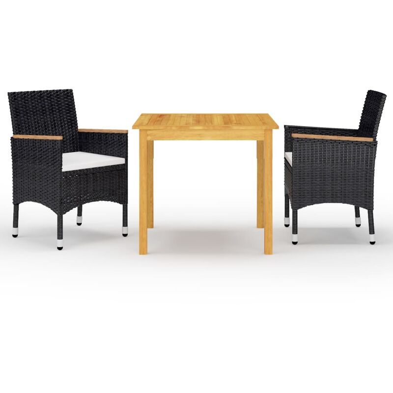 

Juego de comedor de jardín de 3 piezas negro - Negro