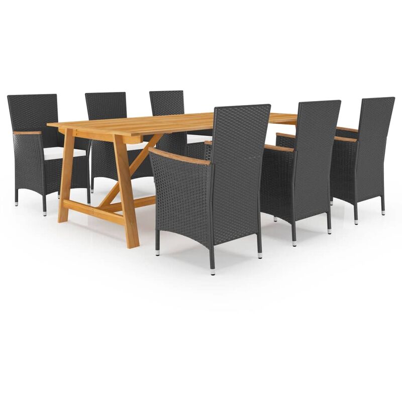 

Juego de comedor de jardín de 7 piezas negro - Negro
