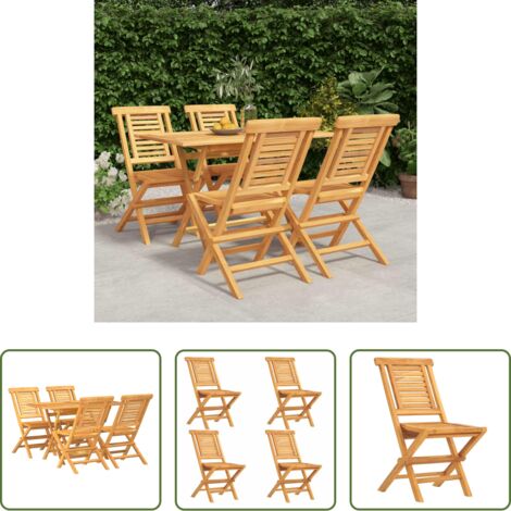 Juego de comedor -  Juego de comedor para jardín 5 piezas madera maciza de teca