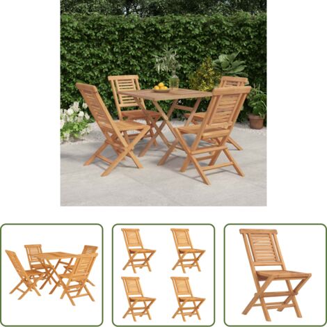 Juego de comedor -  Juego de comedor para jardín 5 piezas madera maciza de teca