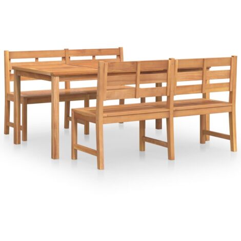 Juego de comedor muebles de jardín muebles de exterior 3 piezas madera maciza de teca 020014259