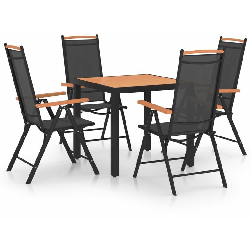 

BHD - Juego de comedor para e jardín 5 piezas aluminio negro
