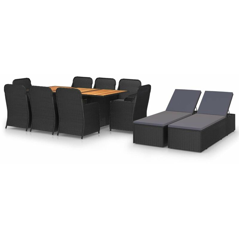 

Juego de comedor para jardin 11 piezas ratan sintetico negro
