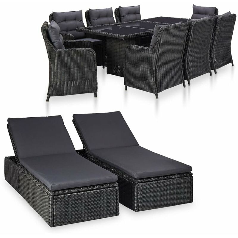 

Juego de comedor para jardin 11 piezas ratan sintetico negro