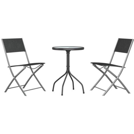 Juego de comedor para jardín 3 piezas acero negro vidaXL