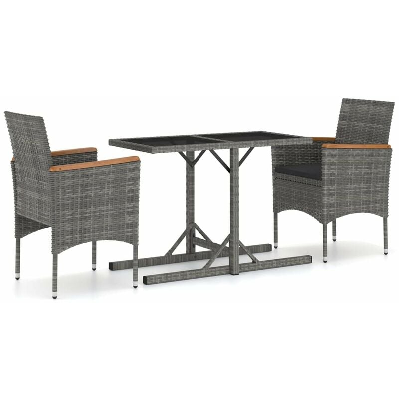 

Juego de comedor para jardin 3 piezas gris